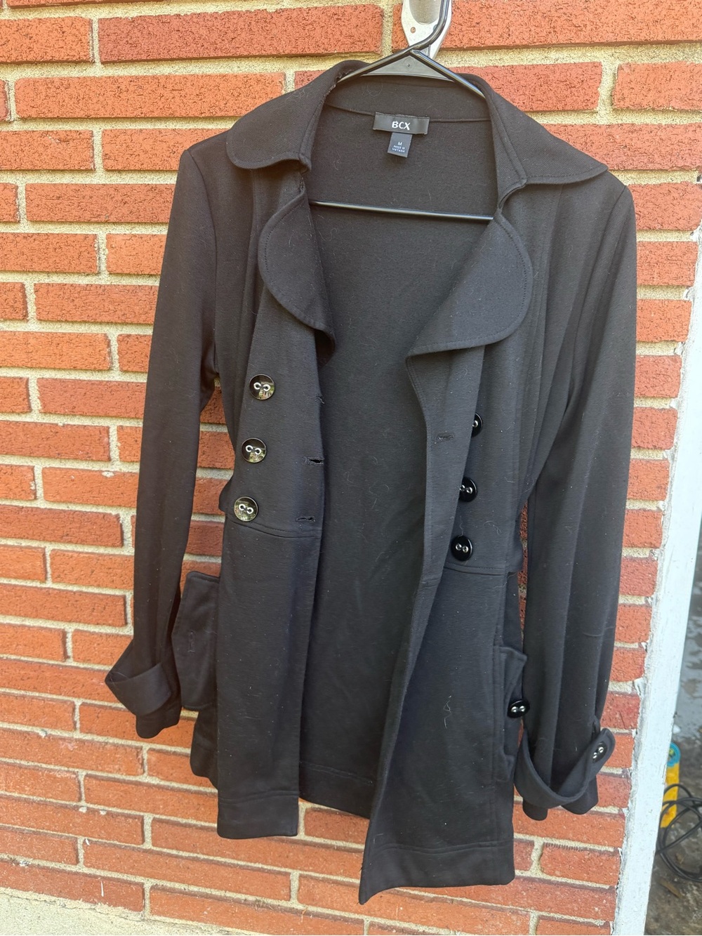 BCX Black Double-Button Ponte Blazer Jacket